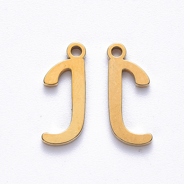

PandaHall Vacuum Plating 201 Stainless Steel Charms, Laser Cut, Golden, Letter.J, 13x5x1mm, Hole: 1mm 201 Stainless Steel Letter J