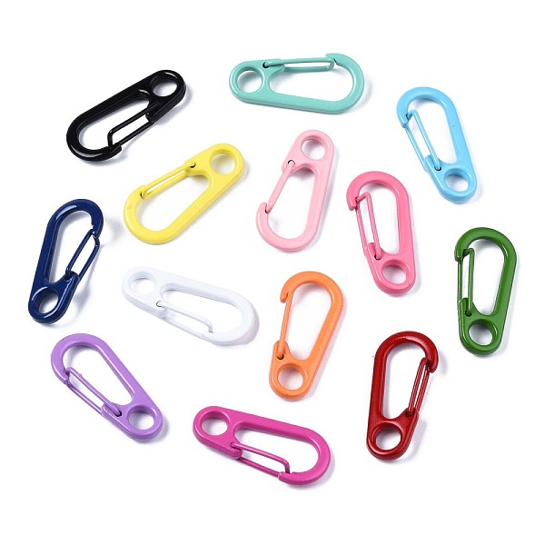 

PandaHall Spray Painted Alloy Spring Gate Rings, Snap Clasps Ring, Cadmium Free & Nickel Free & Lead Free, Mixed Color, 31.5x14.5x7mm, Hole..., Multicolor