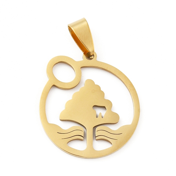 

PandaHall 201 Stainless Steel Pendants, Ring with Tree, Golden, 27.5x25x1.5mm, Hole: 8x4mm 201 Stainless Steel Ring
