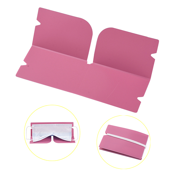 PandaHall Portable Foldable Plastic Mouth Cover Storage Clip Organizer, for Disposable Mouth Cover, Pink, 190x120x0.3mm Plastic Pink