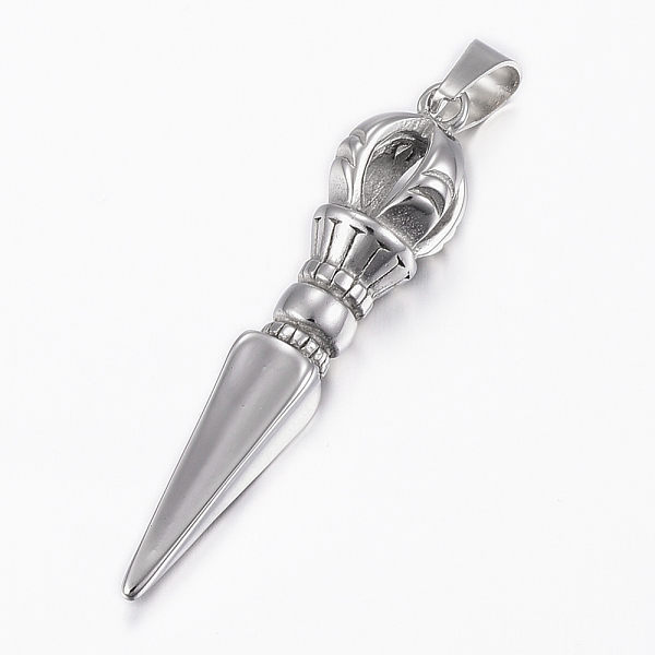 

PandaHall 304 Stainless Steel Big Pendants, Buddhist Jewelry Findings, Karma Dorje, Stainless Steel Color, 50x12x12mm, Hole: 9x5.5mm 304...