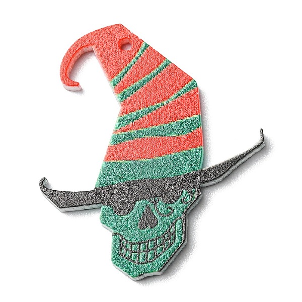 

PandaHall Opaque Acrylic Skull Pendants, Halloween Witch Hat Charms, Sea Green, 34x28.5x2.5mm, Hole: 1.6mm Acrylic Hat