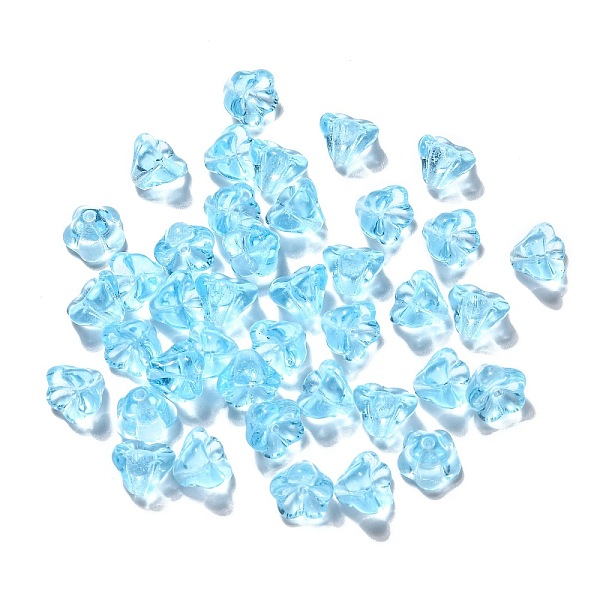 

PandaHall Transparent Czech Glass Beads, Flower, Light Sky Blue, 8.5x6.5mm, Hole: 1mm, about 237~243pcs/bag Czech Glass Flower