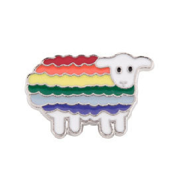 

PandaHall Rainbow Pride Flag Sheep Enamel Pin, Alloy Badge for Backpack Clothes, Platinum, Colorful, 17.8x28mm Alloy+Enamel Stripe