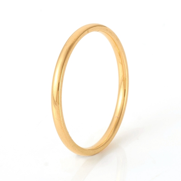 

PandaHall 201 Stainless Steel Plain Band Rings, Golden, Size 6, Inner Diameter: 17mm 201 Stainless Steel