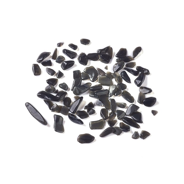 

PandaHall Natural Obsidian Chip Beads, No Hole/Undrilled, 2~12x2~10x1~3mm, about 11200pcs/1000g Obsidian Chip