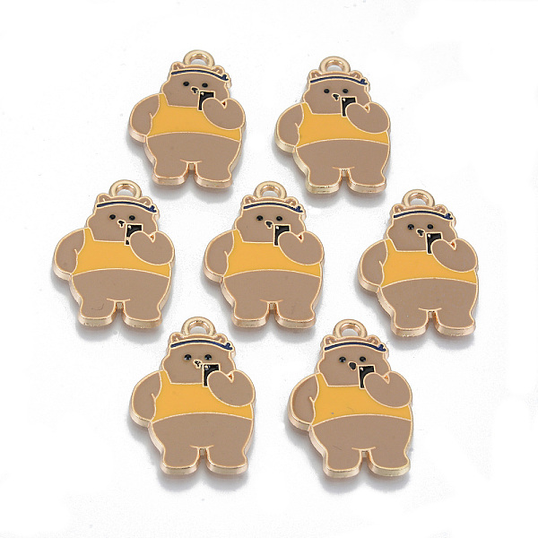 

PandaHall Alloy Enamel Pendants, Cadmium Free & Lead Free, Bear, Light Gold, Camel, 32x21.5x1.5mm, Hole: 2x3mm Alloy+Enamel Bear Brown