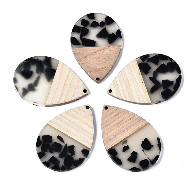 

PandaHall Transparent Resin & Walnut Wood Pendants, Two Tone, Teardrop, Gainsboro, 47x32x3.5mm, Hole: 2mm Resin+Wood Teardrop Gray