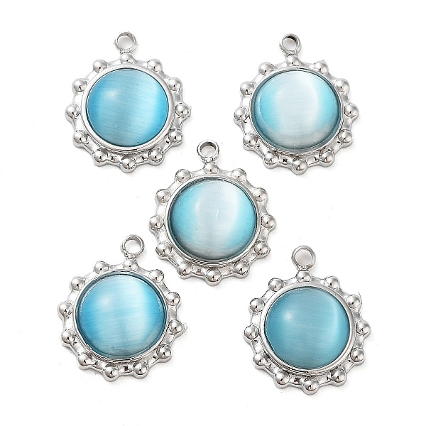 304 Stainless Steel with Cat Eye Pendants