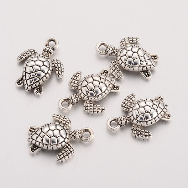 

PandaHall Tibetan Style Zinc Alloy Charms, Cadmium Free & Lead Free, Sea Turtle, Antique Silver, 16x12.5x3mm, Hole: 2mm Alloy Tortoise