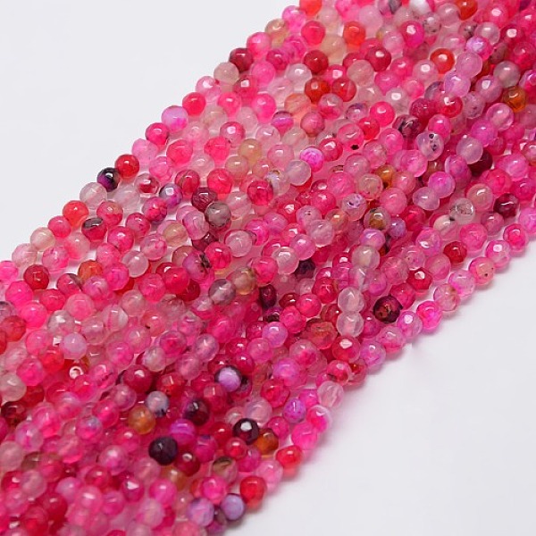

PandaHall Natural Agate Round Beads Strand, Dyed, Faceted, Hot Pink, 4mm, Hole: 0.9mm, about 92pcs/strand, 14.5 inch Natural Agate Round...