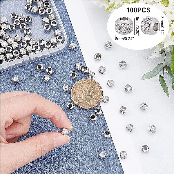 

PandaHall Unicraftale 100Pcs 201 Stainless Steel Beads, Rondelle, Stainless Steel Color, 6x5.5mm, Hole: 2mm 201 Stainless Steel Rondelle