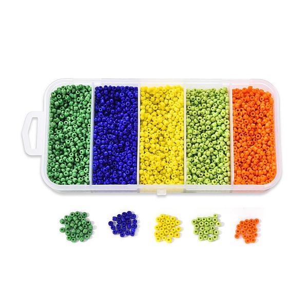 

PandaHall 6000Pcs 5 Colors Glass Seed Beads, Opaque Colours Seed, Round, Mixed Color, 12/0, 2mm, Hole: 1mm, 1200pcs/color Glass Multicolor