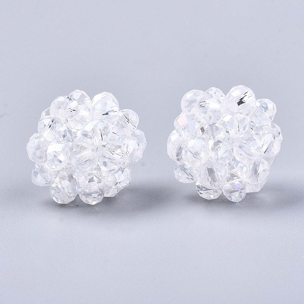 

PandaHall Transparent Electroplate Glass Round Woven Beads, Cluster Beads, AB Color Plated, Faceted, Clear, 12~13mm, Hole: 1.5mm, Beads...