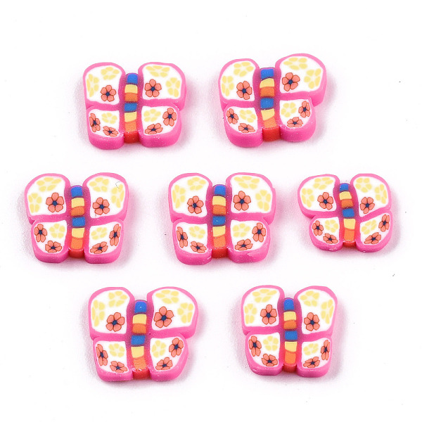 

PandaHall Handmade Polymer Clay Cabochons, Butterfly, Deep Pink, 8~8.5x9~11x2mm, about 5450pcs/1000g Polymer Clay Butterfly