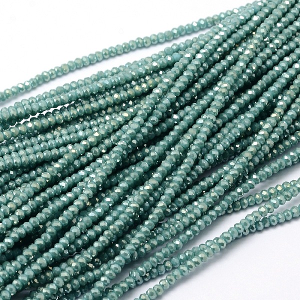 

PandaHall Faceted Rondelle Full Rainbow Plated Electroplate Glass Beads Strands, Aquamarine, 2.8~3x2mm, Hole: 0.8mm, about 200pcs/strand..., Green
