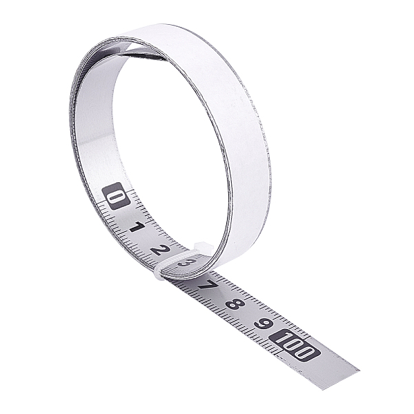 PandaHall Carbon Steel Back Adhesive Ruler, Measuring Tool, White, 3x0.013x0.0003m Steel White