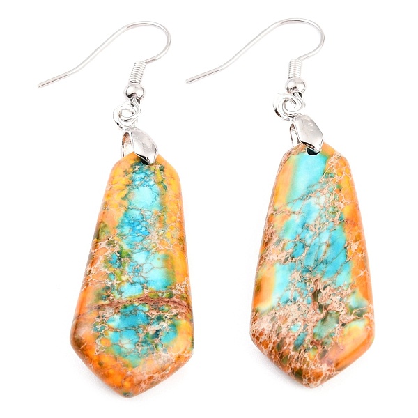 

PandaHall Natural Regalite/Imperial Jasper/Sea Sediment Jasper Dangle Earrings, with Brass Earring Hooks, Dyed, Hexagon, Platinum, Gold...