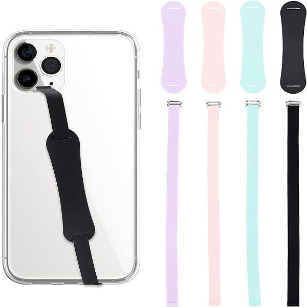 

PandaHall OLYCRAFT 4 Sets Silicone Phone Finger Strap Universal Silicone Elastic Loop Phone Grip Reusable Hand Finger Holder Phone Grip..., Multicolor