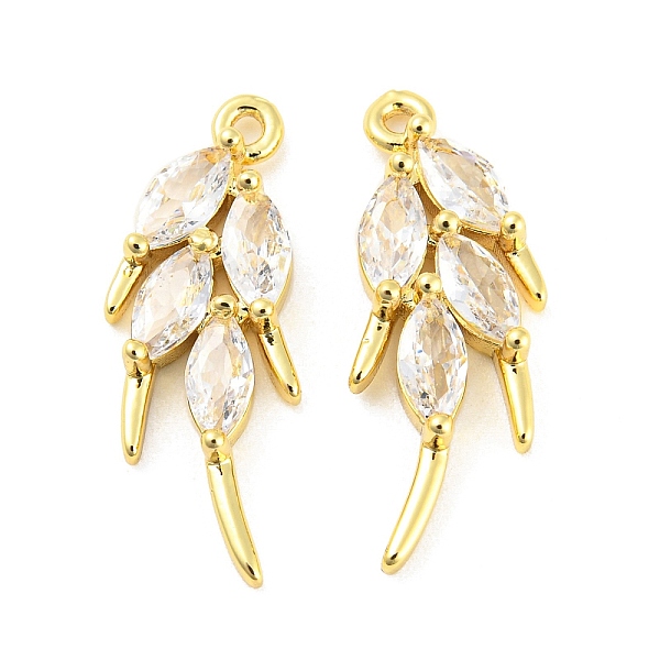 

PandaHall Brass Micro Pave Cubic Zirconia Pendants, Leaf, Real 18K Gold Plated, 22.5x9x3.5mm, Hole: 1.2mm Brass+Cubic Zirconia Leaf Clear