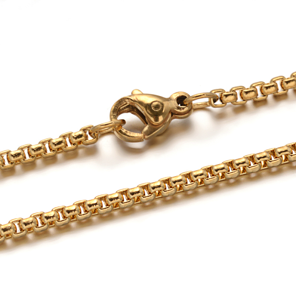 

PandaHall Ion Plating(IP) 304 Stainless Steel Box Chain Necklaces, with Lobster Claw Clasps, Golden, 29.33 inch(74.5cm), 2mm 304 Stainless...
