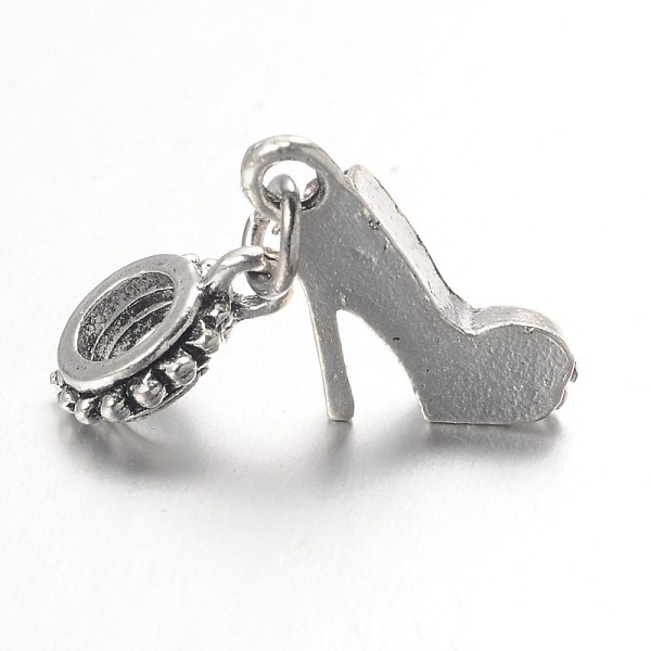 

PandaHall High-heeled Shoes Alloy Glass Rhinestone European Dangle Charms, Large Hole Pendants, Antique Silver, Light Rose, 27mm, Hole..., Pink