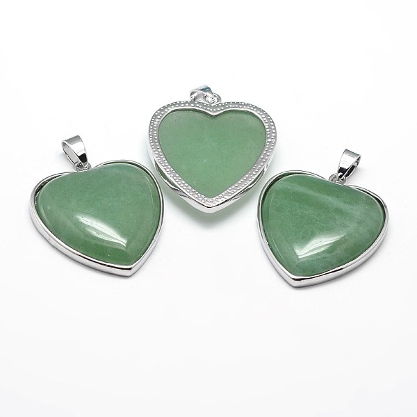 

PandaHall Heart Platinum Plated Brass Natural Green Aventurine Pendants, Cadmium Free & Lead Free, 36x31x7mm, Hole: 4x8mm Green Aventurine...