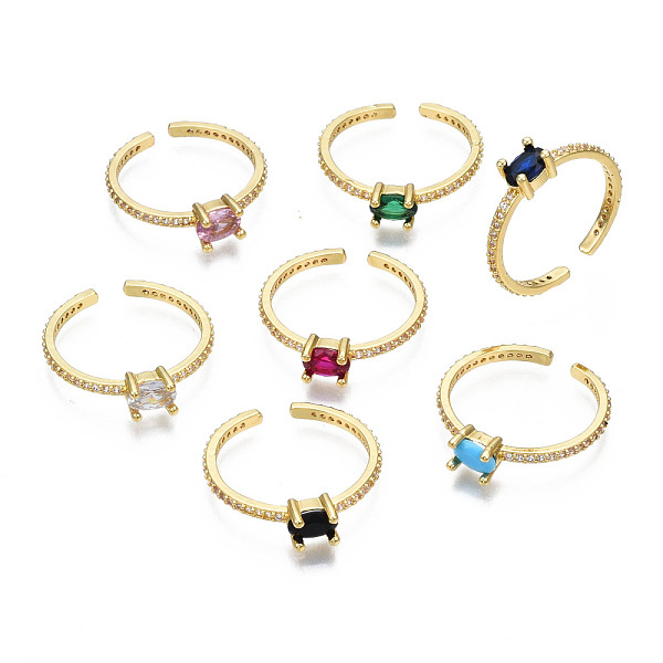 

PandaHall Brass Micro Pave Cubic Zirconia Cuff Rings, Open Rings, Real 16K Gold Plated, Cadmium Free & Nickel Free & Lead Free, Mixed Color..., Multicolor