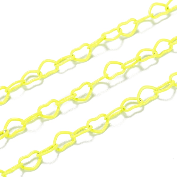 

PandaHall Spray Painted Brass Heart Link Chains, Soldered, with Spool, Yellow, 6x4.5x0.5mm, 32.8 Feet(10m)/roll Brass Yellow
