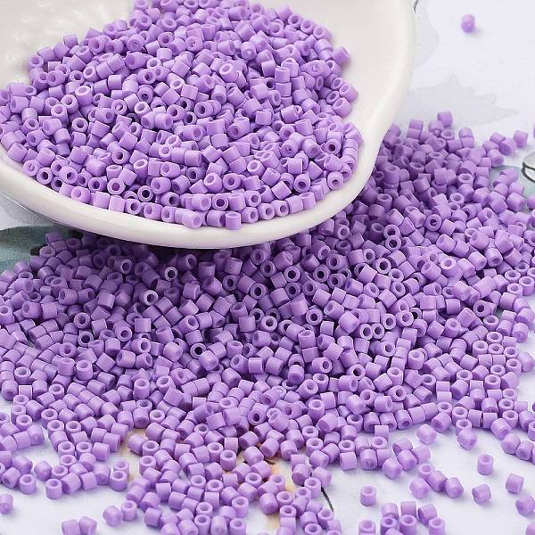 

PandaHall Baking Paint Glass Seed Beads, Cylinder, Lilac, 2x1.5mm, Hole: 1mm, about 5599pcs/50g Glass Purple