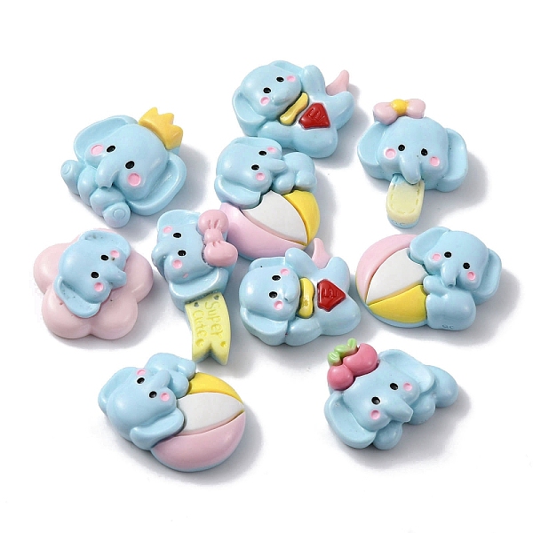 

PandaHall Opaque Resin Decoden Cabochons, Elephant, Sky Blue, 13.5~21x18~27x5.5~7.5mm Resin Elephant
