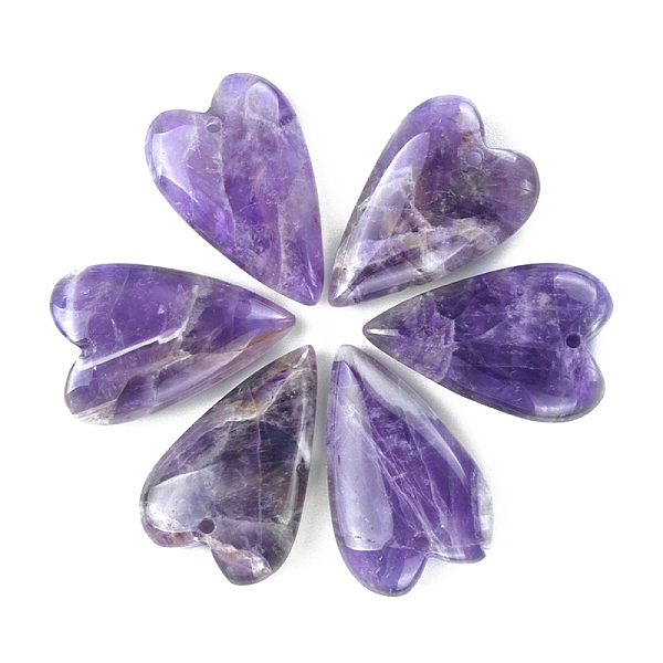

PandaHall Natural Amethyst Pendants, Love Heart Charms, 38.5~39.5x25~25.5x9mm, Hole: 1.8mm Amethyst Heart