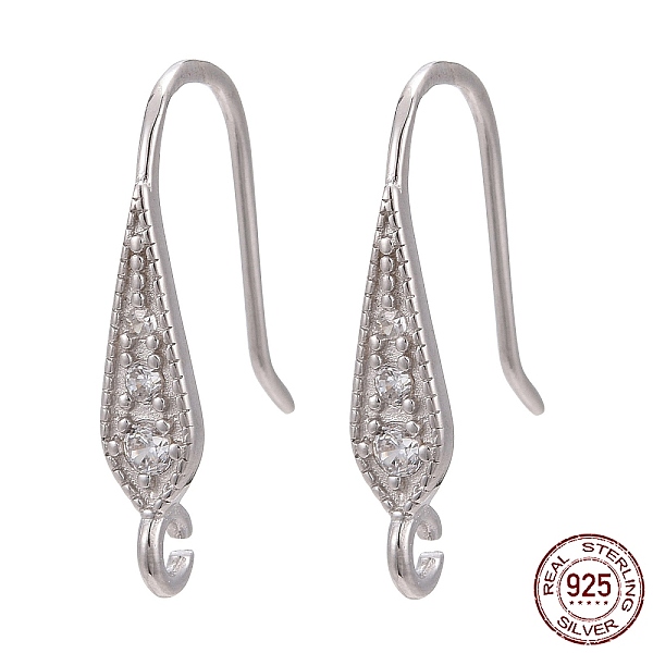 

PandaHall Rhodium Plated 925 Sterling Silver, with Micro Pave Cubic Zirconia Earring Hooks, with 925 Stamp, Platinum, 17x3mm, Hole: 1mm, 20..., Clear
