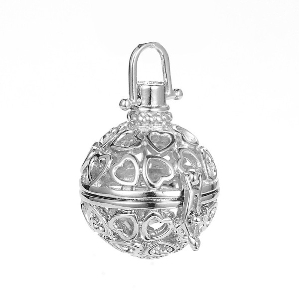 

PandaHall Fashional Hollow Brass Round with Heart Cage Pendants, For Chime Ball Pendant Necklaces Making, Cadmium Free & Nickel Free & Lead...