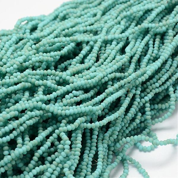 

PandaHall Half Rainbow Plated Faceted Rondelle Glass Bead Strands, Frosted, Turquoise, 4~4.5x3~3.5mm, Hole: 0.8mm, about 150pcs/strand, 15.1..., Green