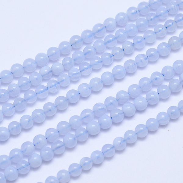

PandaHall Grade A Natural Blue Lace Agate Round Bead Strands, 4mm, Hole: 1mm, about 95pcs/strand, 15.5 inch Blue Lace Agate Round