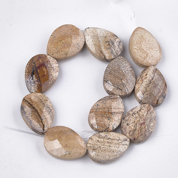 

PandaHall Natural Picture Jasper Beads Strands, Faceted, teardrop, 18x13~13.5x5.5~6mm, Hole: 1.2mm, about 11pcs/strand, 7.8 inch Picture...