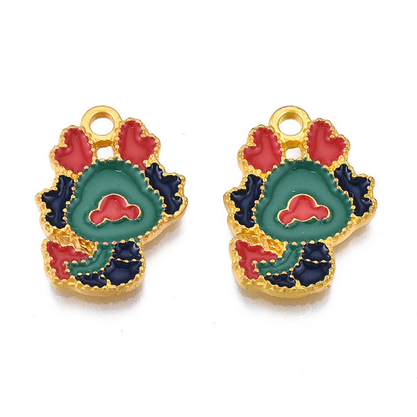 

PandaHall Rack Plating Alloy Enamel Pendants, Cadmium Free & Lead Free, Golden, Teal, 19.5x14x2mm, Hole: 2mm Alloy+Enamel Others Cyan