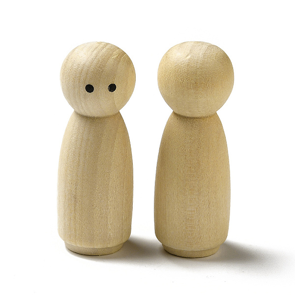 

PandaHall Unfinished Wooden Peg Dolls Display Decorations, for Painting Craft Art Projects, Beige, 15.5x45.5mm Wood Eye Yellow