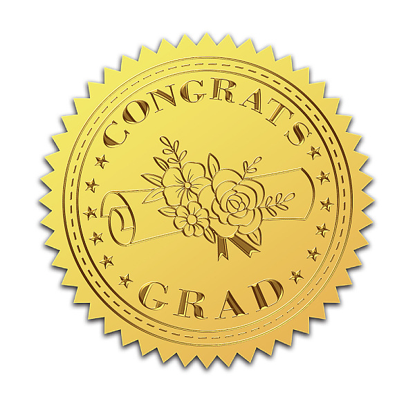 

PandaHall Self Adhesive Gold Foil Embossed Stickers, Medal Decoration Sticker, Flower Pattern, 5x5cm Metal Flower Gold