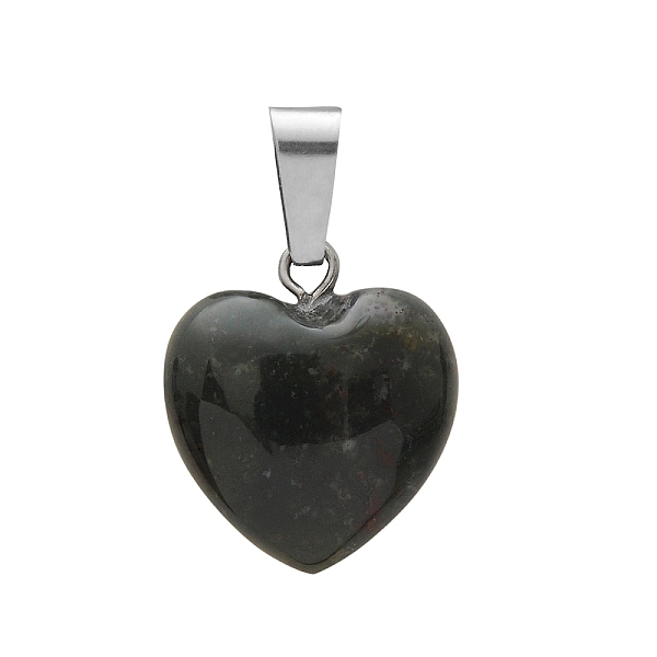 

PandaHall Natural Black Stone Charms, with Silver Tone Metal Findings, Heart, 16x6mm Black Stone Heart