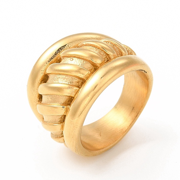

PandaHall Ion Plating(IP) 304 Stainless Steel Finger Rings for Women Men, Striped Wide Band Rings, Real 18K Gold Plated, Inner Diameter...
