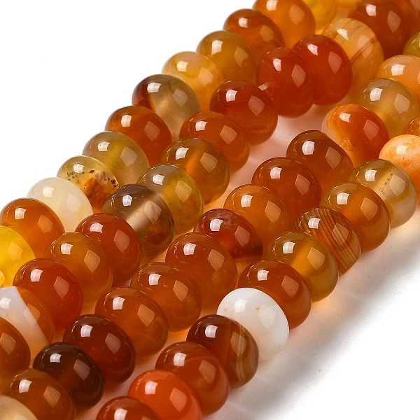 PandaHall Natural Agate Beads Strands, Dyed & Heated, Rondelle, Chocolate, 8~8.5x4.5~5.5mm, Hole: 1.4mm, about 41pcs/strand, 7.40~7.48''...