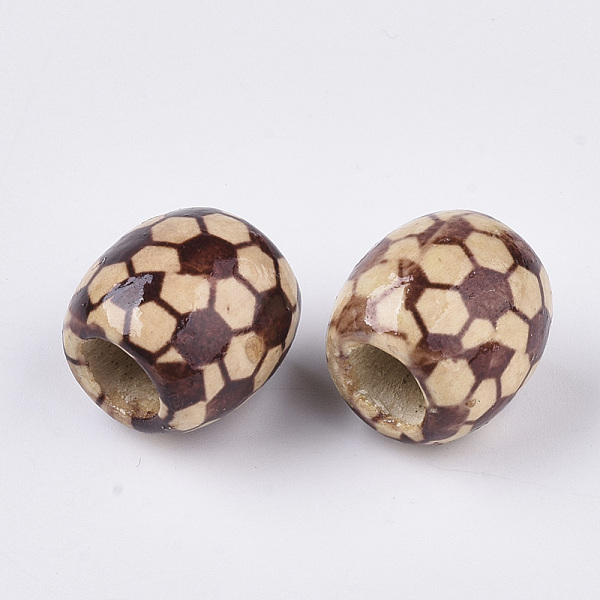 

PandaHall Printed Natural Wood Large Hole Beads, Barrel, Lead Free, Sandy Brown, 16x14.5~16.5mm, Hole: 7.5mm Wood Barrel Brown