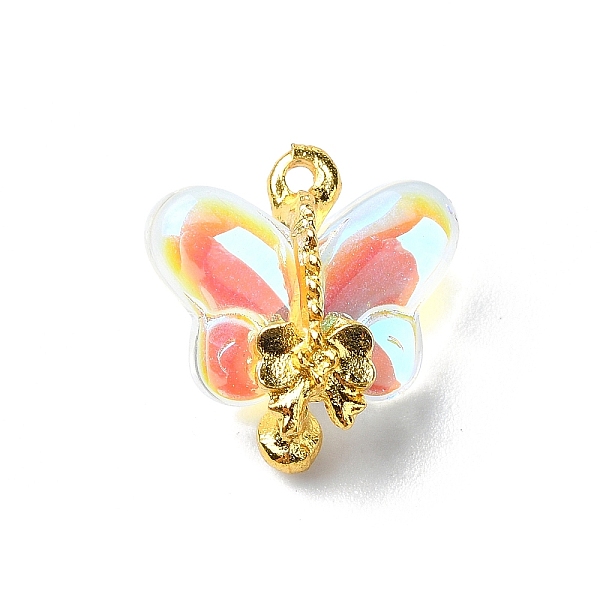 

PandaHall Glass Pendants, with Alloy Findings, Butterfly, Golden, Colorful, 15.5x14.5x7.5mm, Hole: 1.5mm Alloy+Glass Butterfly
