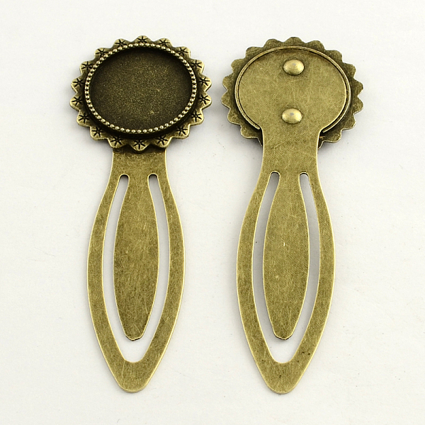 

PandaHall 20mm Tray Bookmark Cabochon Settings, Iron with Alloy Flat Round Tray, Lead Free, Nickel Free & Cadmium Free, Antique Bronze...