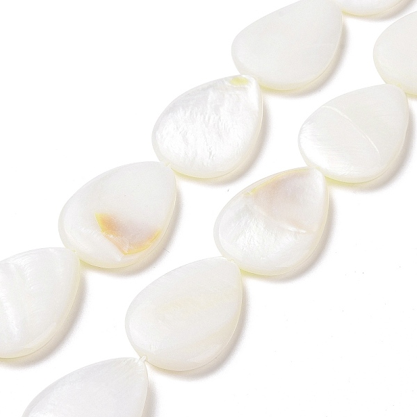 

PandaHall Natural Freshwater Shell Beads Strands, Flat Teardrop, White, 24~25x17~18x4mm, Hole: 1mm, about 16pcs/strand, 15.35 inch(39cm)...