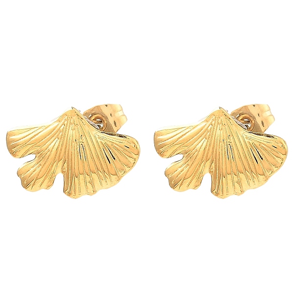 

PandaHall 304 Stainless Steel Stud Earrings for Women, Ginkgo Leaf, Real 18K Gold Plated, 12x17mm 304 Stainless Steel Leaf