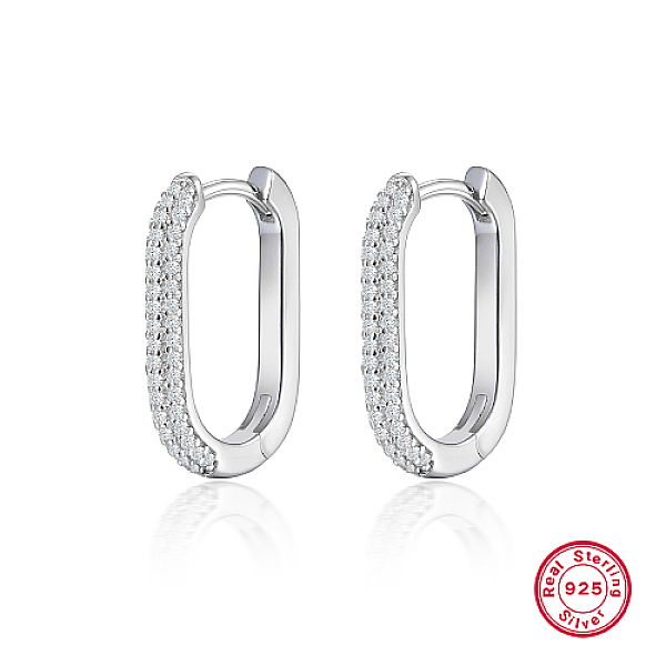

PandaHall Oval Rhodium Plated 925 Sterling Silver with Rhinestone Hoop Earrings, with 925 Stamp, Platinum, 21x15mm Sterling Silver Oval..., Clear