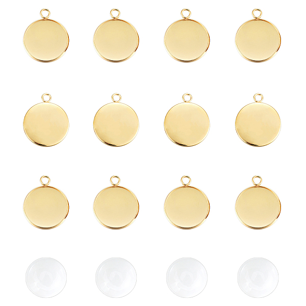 

PandaHall UNICRAFTALE 20 Sets 20mm Flat Round Tray Pendants Making Kits 304 Stainless Steel Pendant Cabochon Settings and Clear Glass...